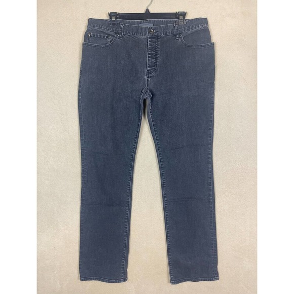 John Varvatos Mens 38 Jeans Straight Leg Regular Fit Mid Rise Button Fly Black - Picture 1 of 12